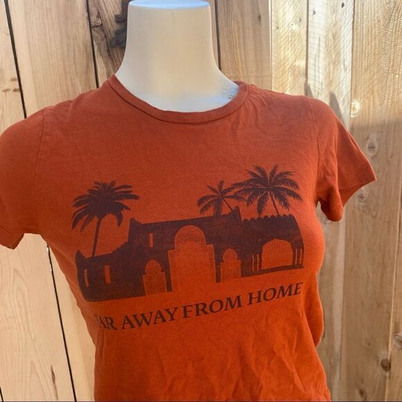 Mango burnt orange organic cotton graphic T-shirt with palm trees size XXS - Picture 2 of 7